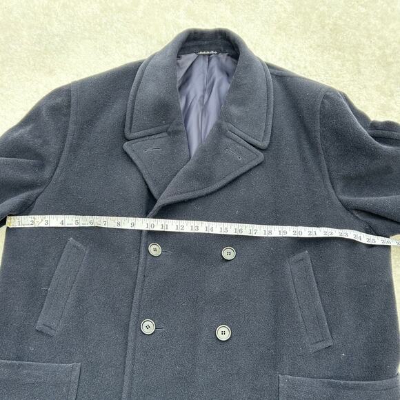 Canali Made In Italy Pure Wool Black Coat Size 60R - Picture 9 of 10